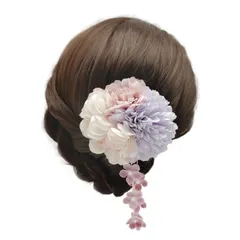 【特価】髪留め 結婚式 浴衣 卒業式 和装 小物 ヘアアクセサリー 着物 袴 七五三 花 つまみ細工 パープル ヘアクリップ 振袖 成人式 髪飾り YiyiLai