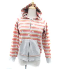 ハーレー Hurley ジャケット パーカー ミドル丈 ジップアップ ボーダー柄 総柄 M マルチカラー ピンク /HO14のサムネイル