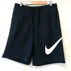 (^w^)b NIKE ナイキ コットン配合 スウェット ハーフパンツ ショート ハーパン ショーパン 短パン 半ズボン バスケ バスパン ビックロゴ ストリート スポーティ ボトムス ブラック 黒 メンズ 男性 サイズ M