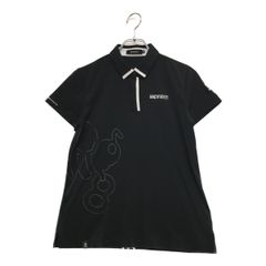 中古 レディース ハチヤーズ 8YARDS 半袖ポロシャツ M 黒 ブラック 立体ロゴ