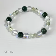 モスアゲート✖️プレナイト✖️アクアオーラのハーモニー　癒し　富　繁栄　リラックス　バランス　オーラ強化　潜在能力　成功　サイズ変更対応