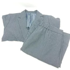 ◇ Θ Nissen ニッセン ストライプ柄 膝丈 スカートスーツ サイズ17ABR80 ネイビー レディース E  【1411280016121】