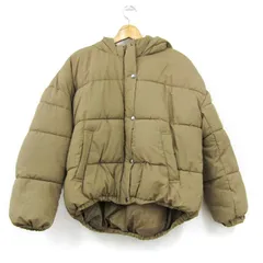 アズールバイマウジー ブルゾン フード付きジャケット 中綿 アウター レディース Lサイズ カーキ系 AZUL by moussy 【中古】