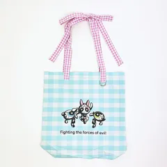 パワーパフガールズ ギンガムチェックトートバッグ サックス パワパフ
