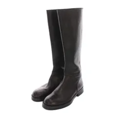 美品/EU37 PRADA プラダ ロングブーツ シワ加工 フラット レザー 黒 PRADA - プラダ／PRADA ロングブーツ シューズ 靴 レディース