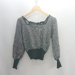 ◇ ⊇ Heather ヘザー バックリボン 長袖 ニット サイズF ブラック ホワイト レディース E  【1502060037303】