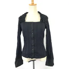 美品★NARACAMICIE【ナラカミーチェ】 長袖 カットソー レディース【size:0/XS/黒/black】フリル/スクエアネック/Tops/◆BJ009-j