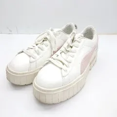 ◇ Θ PUMA プーマ ブランドロゴ刻印 厚底 ローカットスニーカー サイズ24.5 ホワイト ピンク レディース メンズ E  【1503050039963】