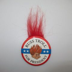 90's Russ Trolls Troll Badge Doll Figure Plush FOR PRESIDENT Red