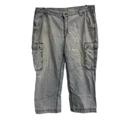 carhartt ワークパンツ W40 カーハート グレー ビッグサイズ リラックスフィット ジップアップ 古着卸 アメリカ仕入 2506-691