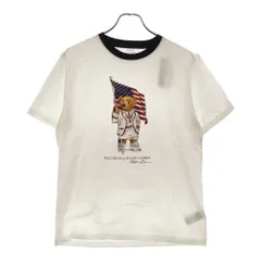 POLO RALPH LAUREN (ポロラルフローレン) Bear Tee ポロベア 星条旗プリント リンガー 半袖Tシャツ ホワイト