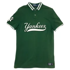 POLO RALPH LAUREN×MLB Yankees(ポロラルフローレン×ヤンキース) Yankees  logo embroidery polo shirt ロゴ 刺繍 半袖 ポロシャツ 710810495001 XS グリーン×ホワイト コラボ
