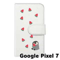 【新品未使用】Google Pixel 7 ピクセル7 スマホケース 手帳型 (色：ホワイト×柄：ペンギンとスイカ)moimoikka ペンギン 動物 flip2-pixel7-wh-20139