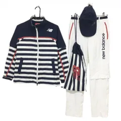 ニューバランスゴルフ レインウェア(2WAYナイロンジャケット×パンツ×キャップ) ネイビー×白 レディース 1(M) ゴルフウェア New Balance