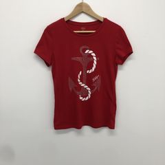 【TOMMY HILFIGER】トミーヒルフィガー　レディース　半袖　Tシャツ　赤系　Mサイズ