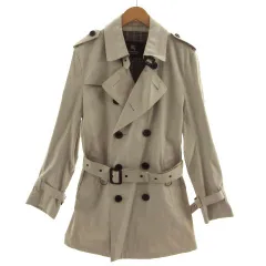 バーバリーブラックレーベル BURBERRY BLACK LABEL トレンチコート ベルト付き 日本製 コットン 裏地ノバチェック ベージュ M
