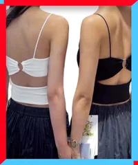 新品 カップ付きキャミソール 背中あき ブラトップ 着やせ 下着 重ね着 無地 見せインナー【送料無料】