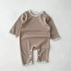 ☆ ブラウン ☆ 73cm ☆ ロンパース セレモニードレス ベビー服 ロンパース ベビー 長袖 赤ちゃん ベビー服 女の子 男の子 長袖ロンパース ベビーロンパース カバーオール おしゃれ オシャレ 可愛い かわいい 新生児 退院着 セレモニードレス