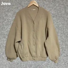 Java ベージュ ワッフルニット Vネックカーディガン Fサイズ