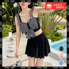 【送料無料】水着 レディース ビキニ 2点セット タンキニ 韓国風 ビックリボン 体型カバー リゾート セクシー プール セパレート水着 ギャザー ビーチウェア ビキニ水着 パッド付き プリーツスカート 肩紐フリル 新品 未使用 CH98LEXING-001