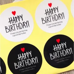 【即日発送】Ｃｒｅｖｅ Ｃｅｌｌ シール 誕生日 バースデー Happy Birthday ラッピング ラベル ギフトシール シールステッカー ステッカー 直径約4.0cm 円型 光沢 防水 業務用（ホワイト＆ブラック2色セット50枚）