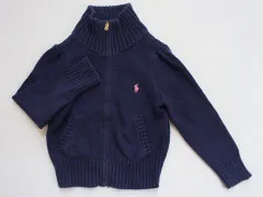 ラルフローレン ralph lauren アウトレット 子供服 女の子 3歳 約 95cm ベビー服 長袖 ジップアップ カーディガン 紺 スモールポニー 秋 冬 ★2 トップス 冬服 ガールズ キッズ ベビー 【中古】 ユーズド