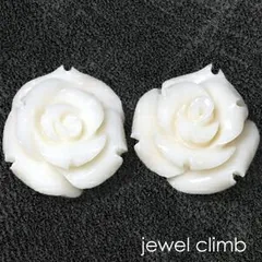 手の込んだローズの彫りが美しいホワイトコーラル(さんご) 宝石 ルース ≪ペアストーン≫４２．０ＣＴアップ