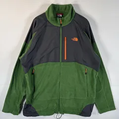 古着 ザ・ノースフェイス THE NORTH FACE フルジップフリースジャケット ナイロン切り替え ワンポイント 大きいサイズ XL  グリーン メンズ