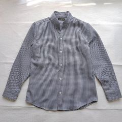 【春夏秋/Vシネマの帝王を纏う/状態考慮】GARNIER ガルニエ 哀川翔さん着用モデル 千鳥格子 長袖シャツ L 黒/白 メンズ/プリペラ素材/ストレッチ/入手困難/美シルエット/男の色気/入手困難/中国製/ちょい悪