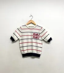 定番のお歳暮 miu 2019AW miu クロップドモヘアニットセーター チェック柄 トップス
