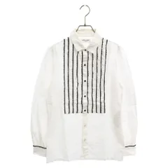 SAINT LAURENT PARIS (サンローランパリ) 22SS レースストライプ装飾コットンラミー混紡長袖シャツ ホワイト 679895 Y2E25のサムネイル