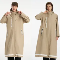 ☆ ベージュ ☆ XL ☆ レインコート 男女兼用 ユニセックス レインコート フード付き 雨具 カッパ レインウェア 雨合羽 雨がっぱ ロングレインコート Aライン 動きやすい 反射テープ ポケット付 フード レディース メンズ 男女兼用 ユニセックス
