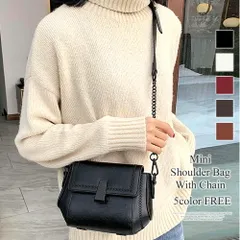 チェーン付きミニショルダーバッグ レディース 10代 20代 30代 韓国ファッション 韓国 コンパクト こでかけ シンプル キレイめ 使いやすいのサムネイル