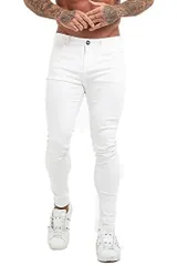 ホワイト_34 メンズ スキニーパンツ 白 ストレッチデニムパンツ メンズ パンツ ジーンズ 無地 春夏秋冬 34