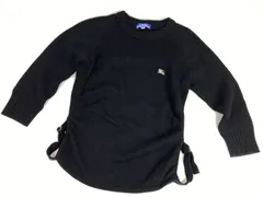 バーバリー ブルーレーベル　BURBERRY BLUE LABEL　レディース　ニット　黒　七分袖　38　毛70％　カシミヤ30％　丸首　ラグラン袖　送料無料