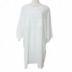 ダブルスタンダードクロージング ダブスタ DOUBLE STANDARD CLOTHING 美品 ラスティック天竺ビッグTシャツ カットソー 5分袖 ロゴ プリント ドルマンスリーブ 白 ホワイト フリーサイズ X
