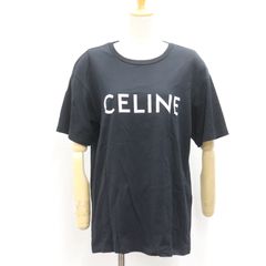 IT21D551R55C CELINE セリーヌ 胸ロゴ プリント コットン Tシャツ オーバーサイズ ユニセックス 半袖 トップス 黒 ブラック メンズ サイズXS