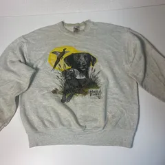 海外古着 90's MADE IN USA FRUITOFTHE LOOM アニマルスウェット しみあり