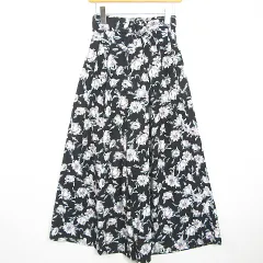 ヘザー Heather ワイド パンツ ベルト付き F ブラック 花柄 kz10921