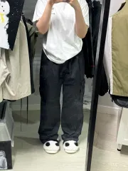 黒 ワイド カーゴ パンツ