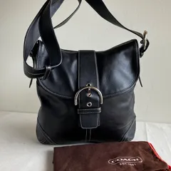 Coach Vintage y2k Soho Flap Black Leather Hobo Crossbody Shoulder Bag Silver Buckle ソーホー コーチ