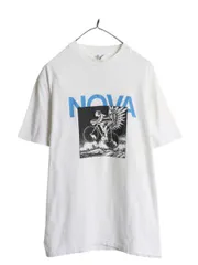【お得なクーポン配布中!】 80s USA製 アート イラスト プリント Tシャツ メンズ L 白 古着 ヴィンテージ 自転車 グラフィック メッセージ シングルステッチ ホワイト