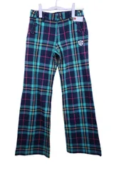 【美品】le coq sportif(ルコックスポルティフ) パンツ 緑チェック レディース 7 ゴルフ用品 2501-0088 中古