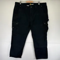 古着 カーハート Carhartt ワークパンツ ダック地 カーゴ ペインター ダブルニー リップストップ w44 L30  ブラック メンズ