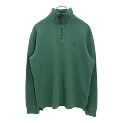 Polo by Ralph Lauren ポロ ラルフローレン ハーフジップ コットンセーター グリーン(メンズ M)中古 古着 U7479