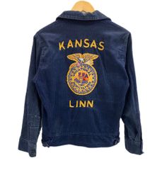 ヴィンテージ vintage 60's 60年代 FFAジャケット ファーマーズジャケット KANSAS LINN TALON ZIP 刺繍 - ジャケット ネイビー 101MT-4176