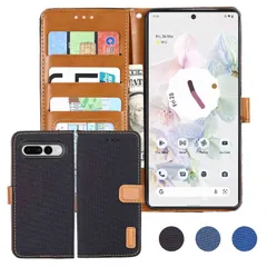 【 Anrek 】AQUOS sense7 / docomo SH-53C / au SHG10 UQ mobile 対応 SHARP デニム材料 手帳ケース (ブラック) シャープ アクオス センス7 ドコモsh53c uqモバイルshg10 ケのサムネイル