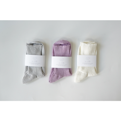 en Lille (リーレ) | はっかとう リネンショートソックス (silver gray / lavender / off) | ソックス 靴下 シンプル