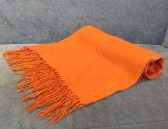 ★2061 HERMES エルメス  オレンジ 無地 カシミヤ ストール ショール