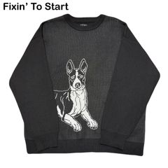 Fixin' To Start アニマル 犬 ドッグ シェパード バセンジー メンズ レディース ダブルジャガード セーター ニット Lサイズ